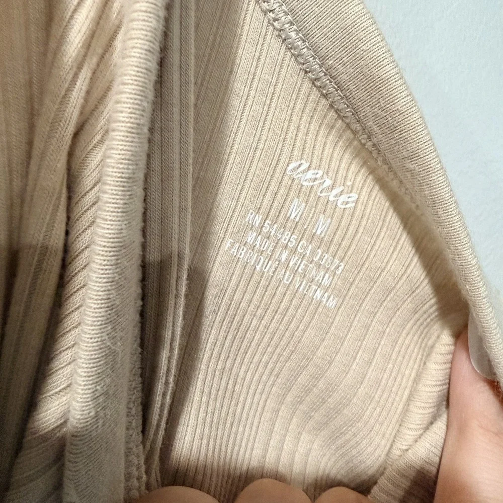Aerie Summer Beige ribbed one shoulder Dress Bodycon Size M